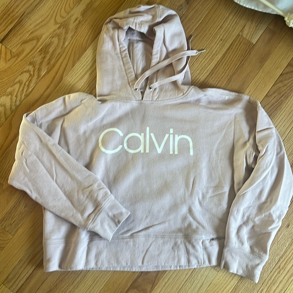 Calvin Klein Light Pink Cropped Hoodie